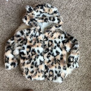 My Favorite Plush full zip hooded jacket leopard animal print 4T